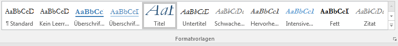 Gruppe «Formatvorlagen» der Registerkarte «Start»